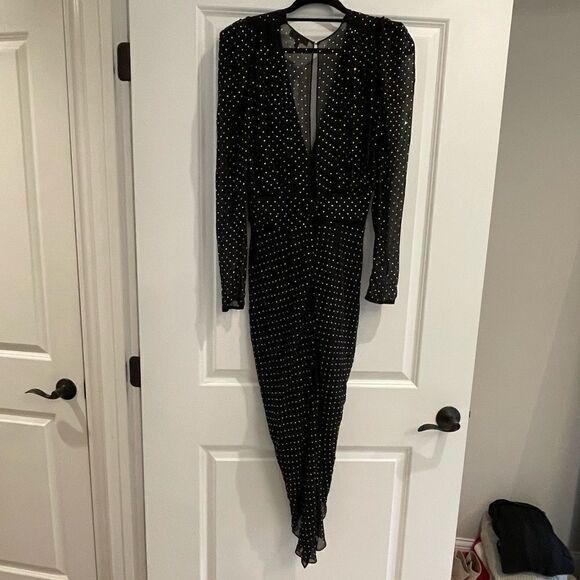 EUC Ronny Kobo Astrid Crystal Dress Black Polka Dot Party Sz. S - Picture 8 of 9